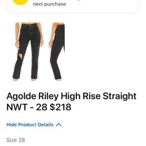 AGolde high rise black straight leg jeans